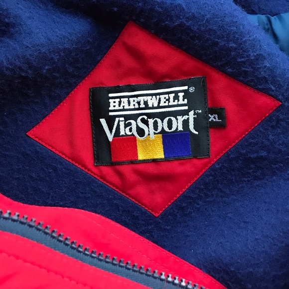 1990’s, Red w/Navy Fleece Lining, Embroidered “Enjoy Coca-Cola”, ViaSport Jacket - Picture 6 of 8
